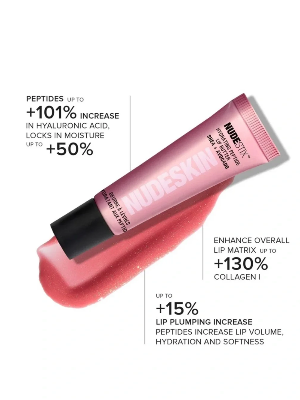 NUDESTIX Hydrating Peptide Lip Butter - Rose Sparkle